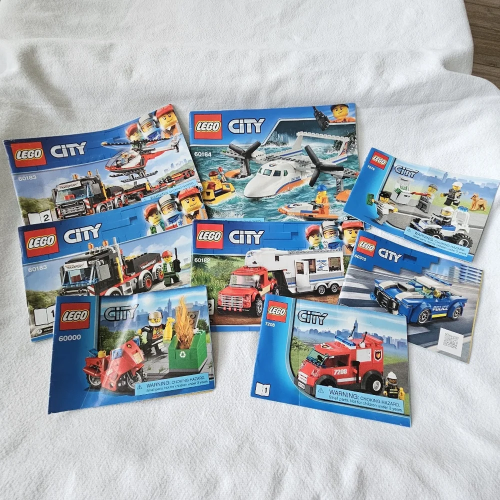 8 LEGO City Transport Fire Police Criminals Vehicles Instruction Manuals Only